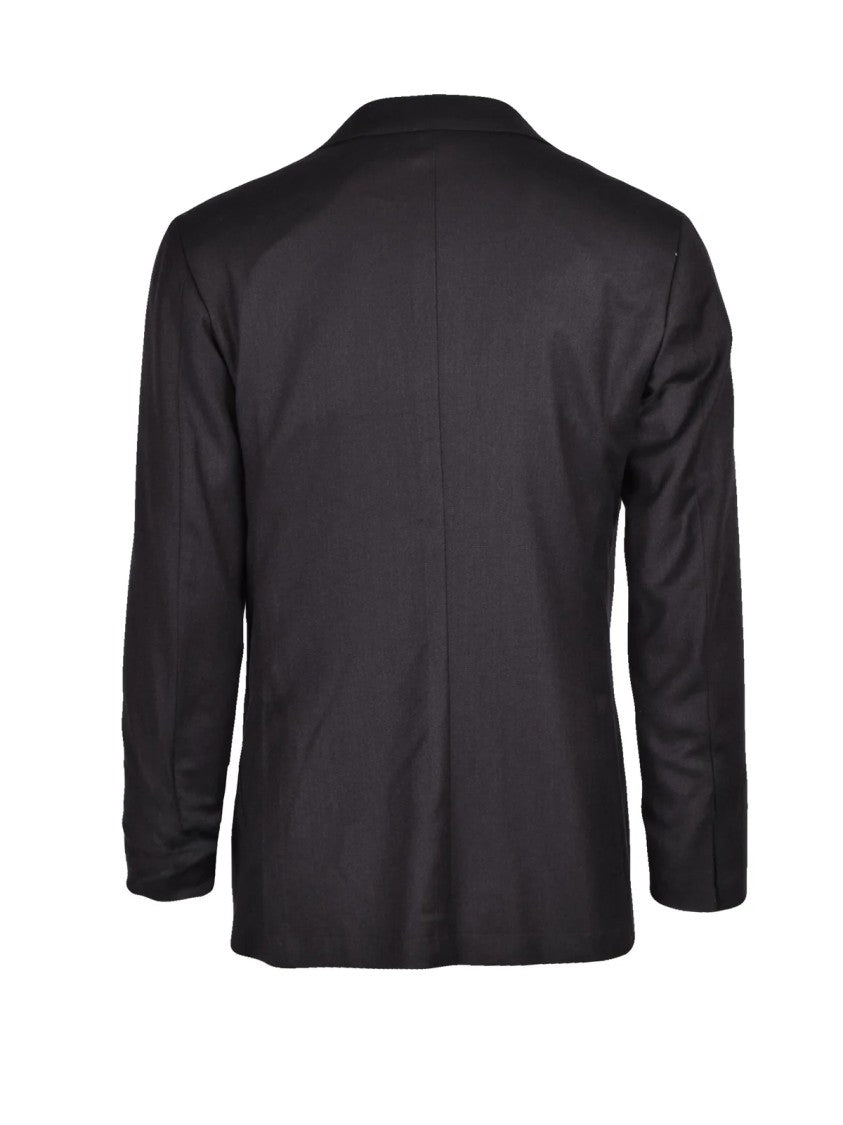 Kiton Grey Unlined Double-Breasted Virgin Wool Blazer