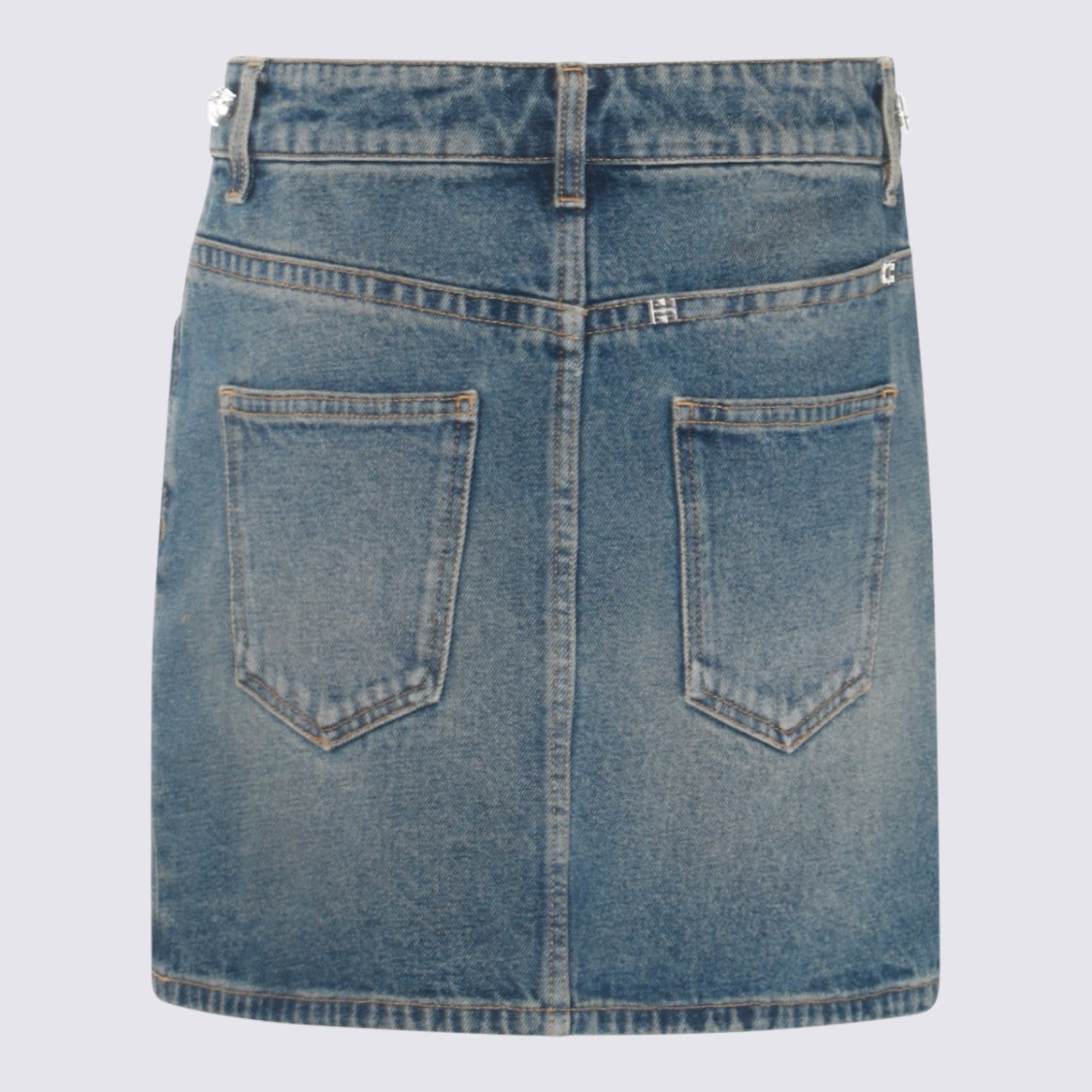 Givenchy Medium Blue Denim Skirt With Metallic Accents