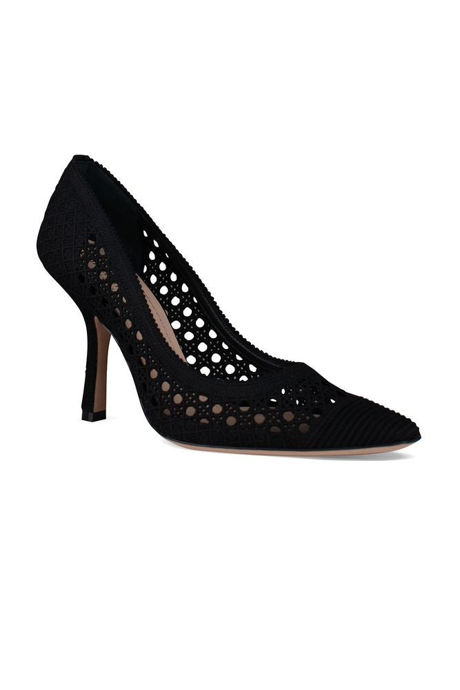 Dior Pointed-Toe Black Canvas Pumps With Leather Sole