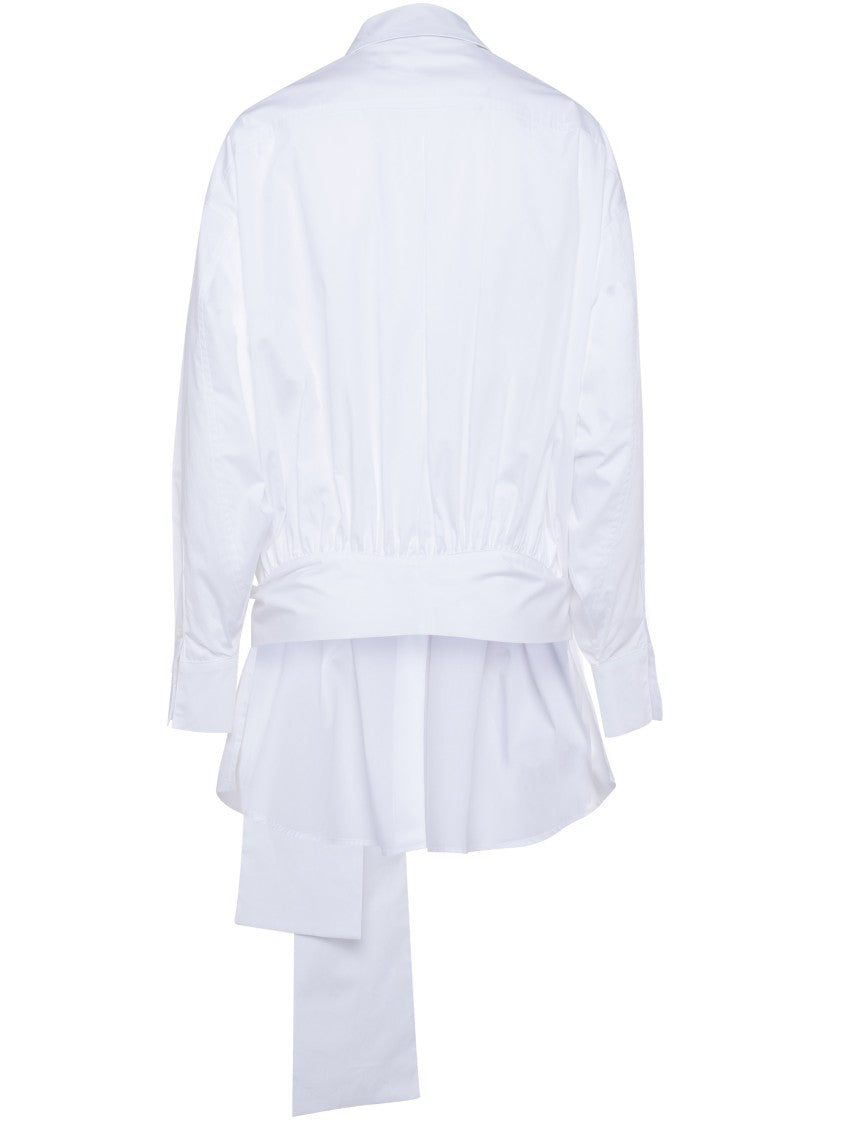 Tela White Gilda Waist Belt Fabric Shirt