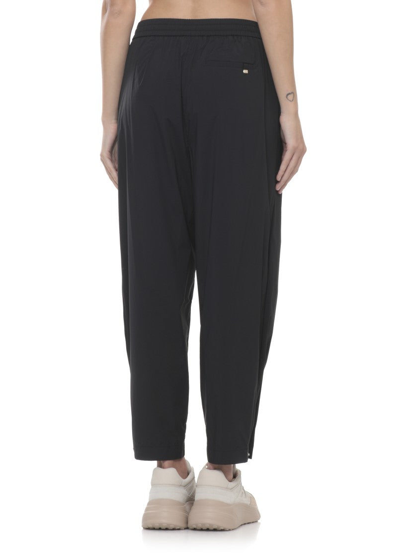 Herno Black Stretch Tech Fabric Straight-Leg Pants