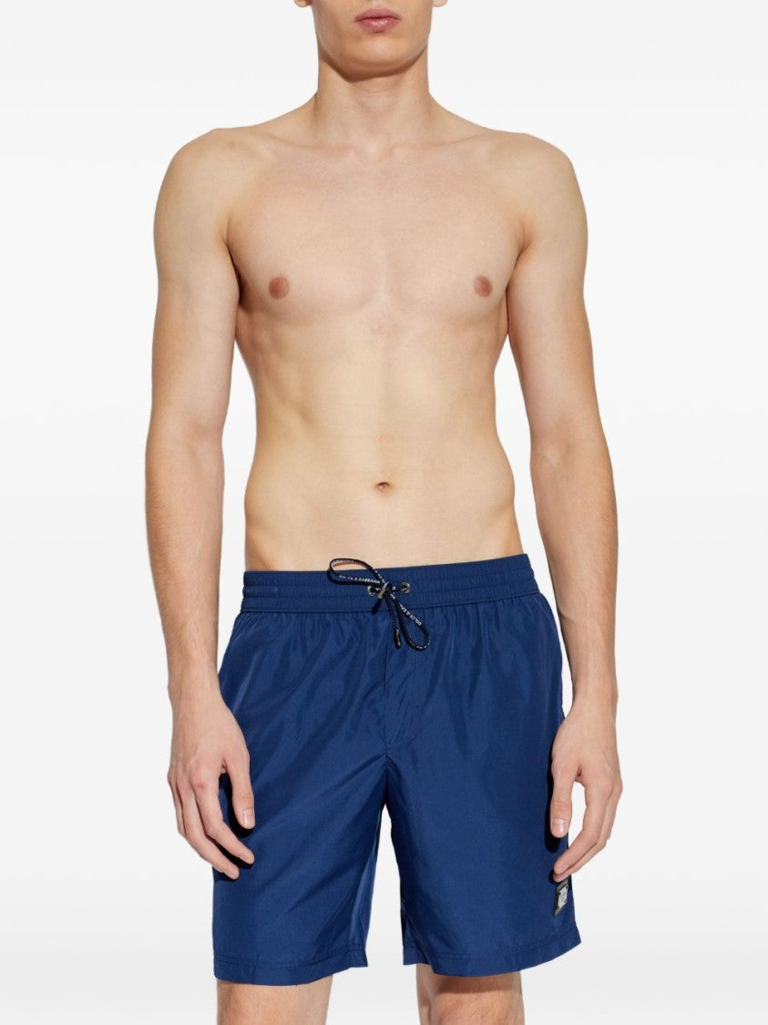 Dolce & Gabbana Deep Blue Elastic Waistband Swim Shorts
