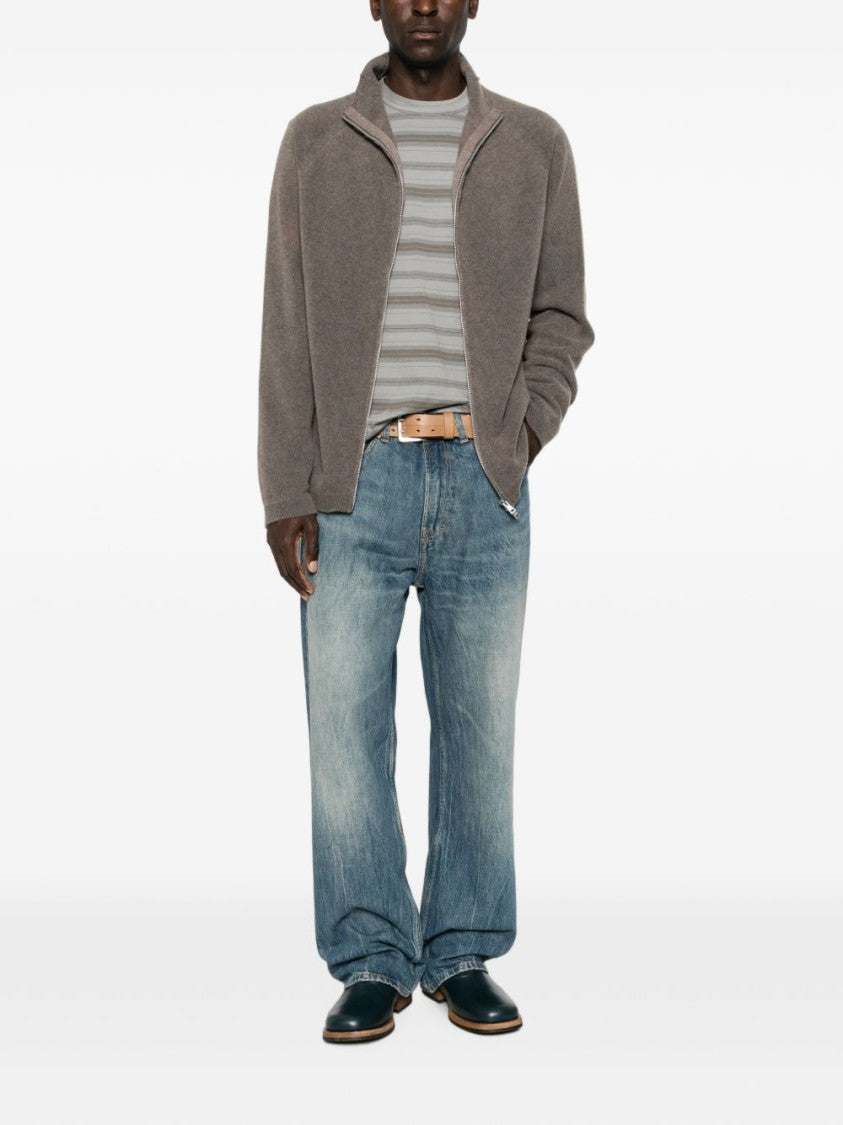 Our Legacy Full-Zip Merino Wool High-Collar Sweater