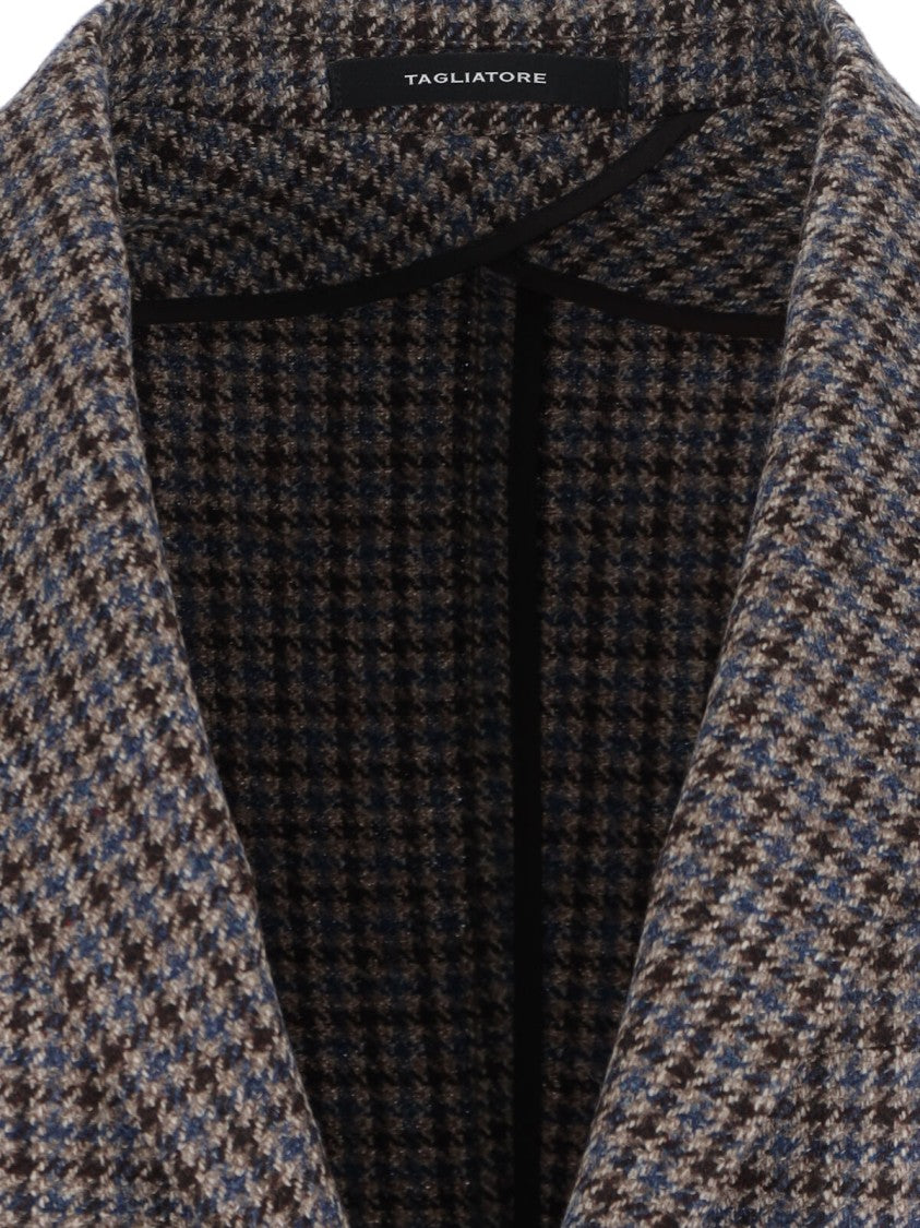 Tagliatore Single-Breasted Blazer In Multicolor Houndstooth Pattern