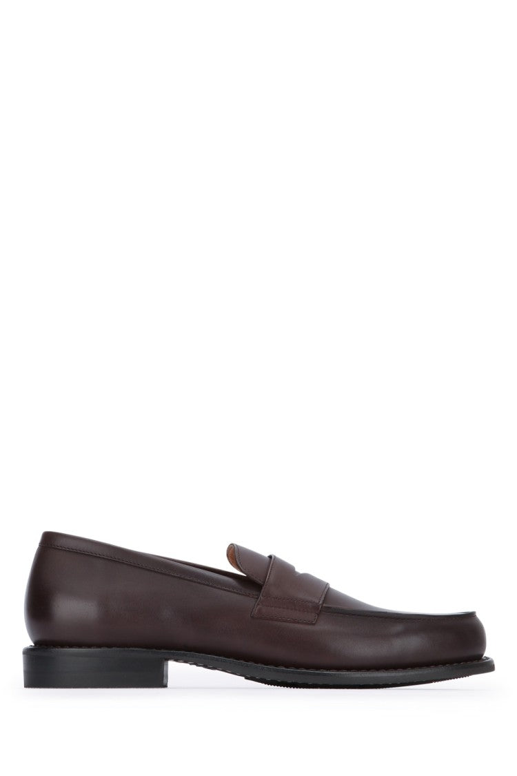 Paraboot Brown Leather Loafers With Classic Penny Strap
