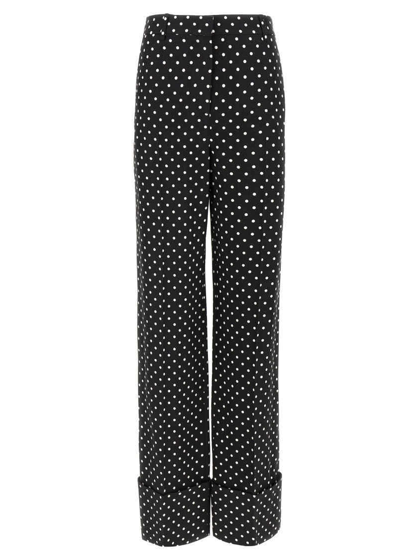 Valentino Garavani Wide-Leg Polka Dot Print Pants With Pleated Design