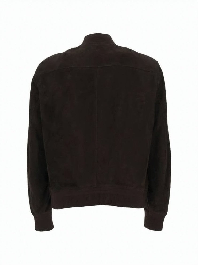 Tom Ford Brown Bomber Jacket In Smooth Lambskin Leather