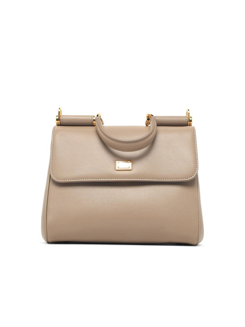 Dolce & Gabbana Beige My Sicily Calf Leather Shoulder Bag