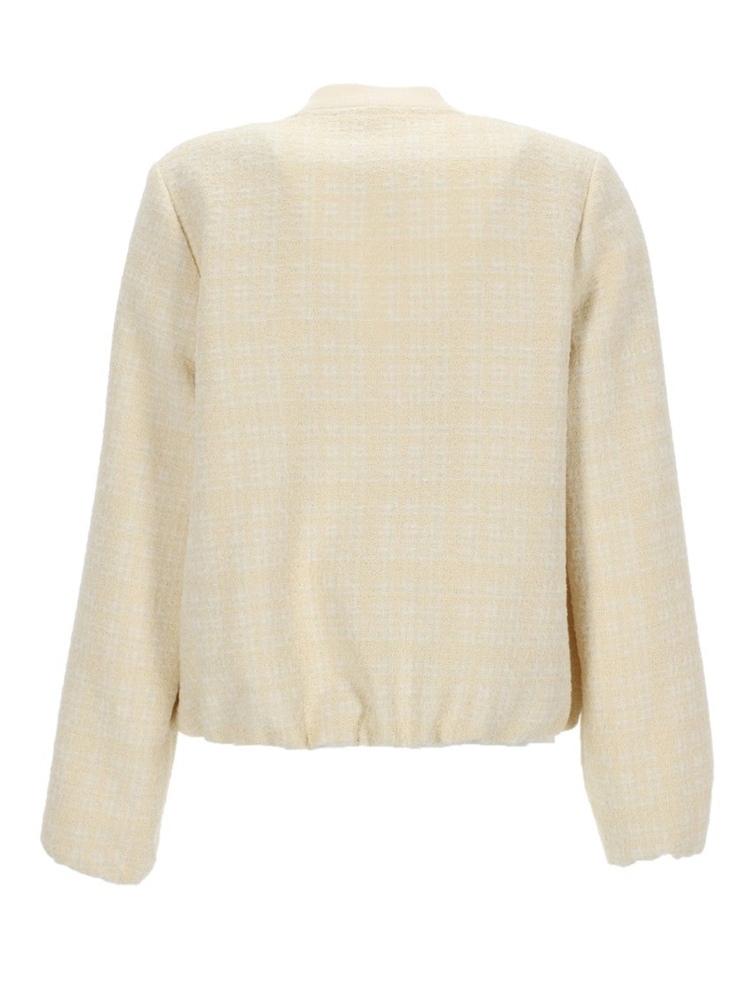 Gucci Cropped Jacket With Subtle Plaid Pattern And Relaxed Fit