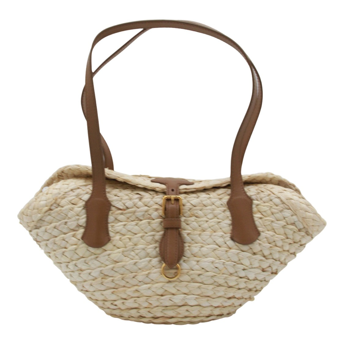 Dolce & Gabbana Natural Braided Woven Bag With Gold Accent