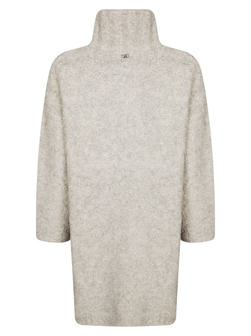 Liu Jo Mid-Length Boucle Knit Coat With Open Front Design