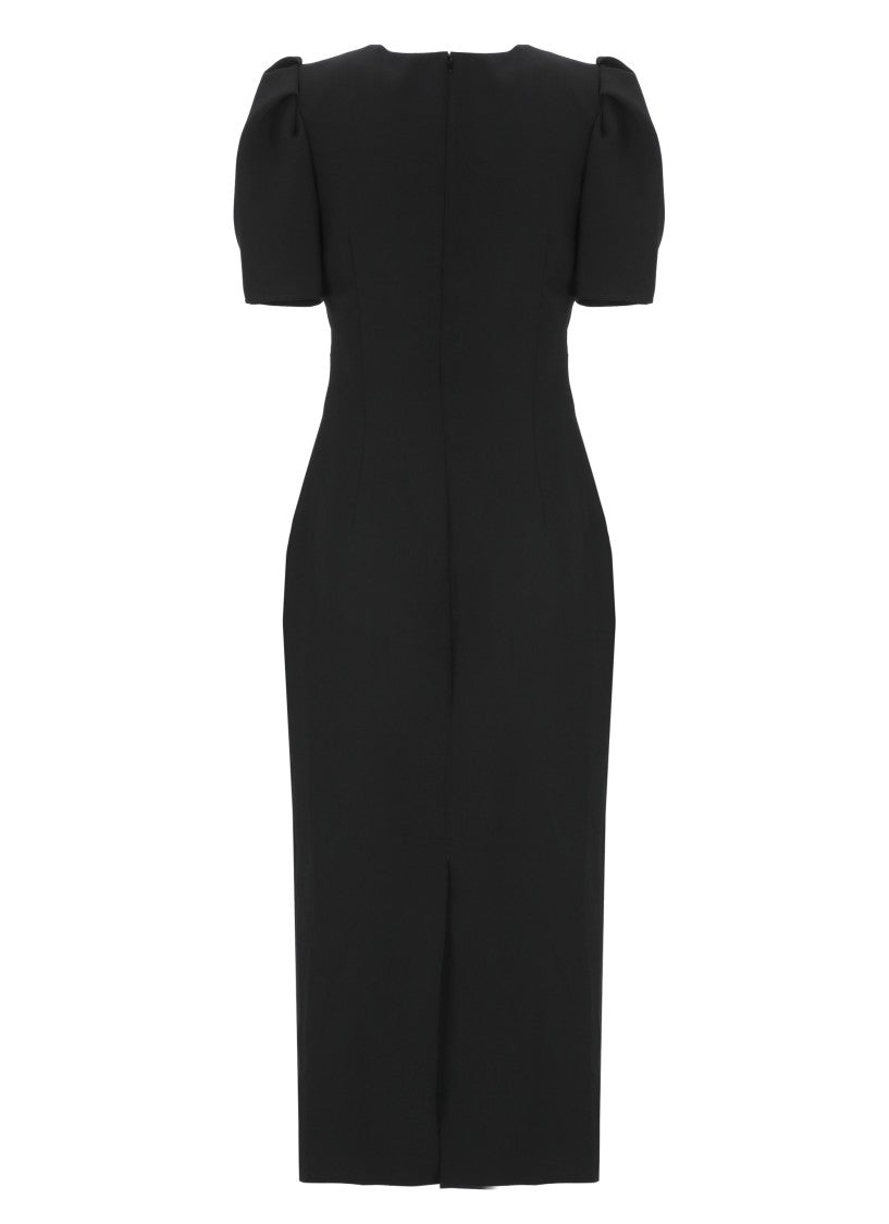 Carolina Herrera Draped Midi Dress With Structured Silhouette