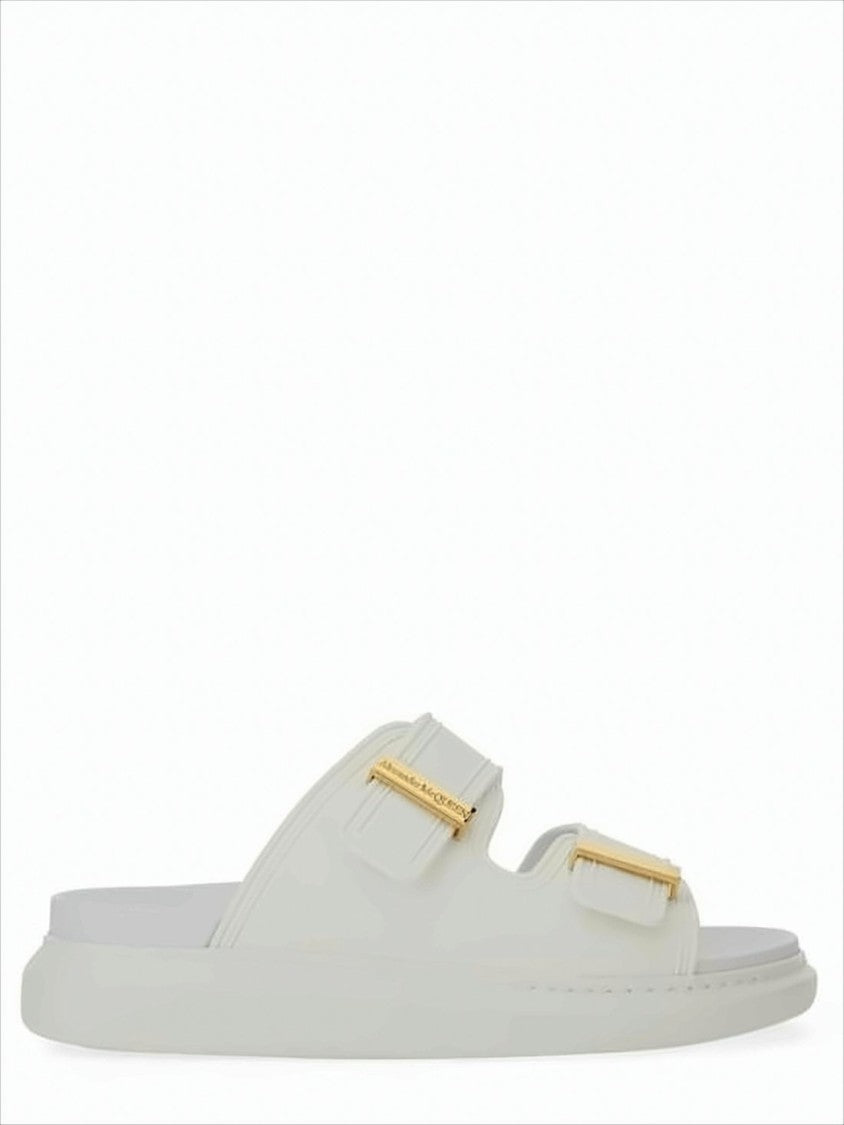 Alexander Mcqueen Minimalist Rubber Slip-On Mules With Gold-Tone Buckles
