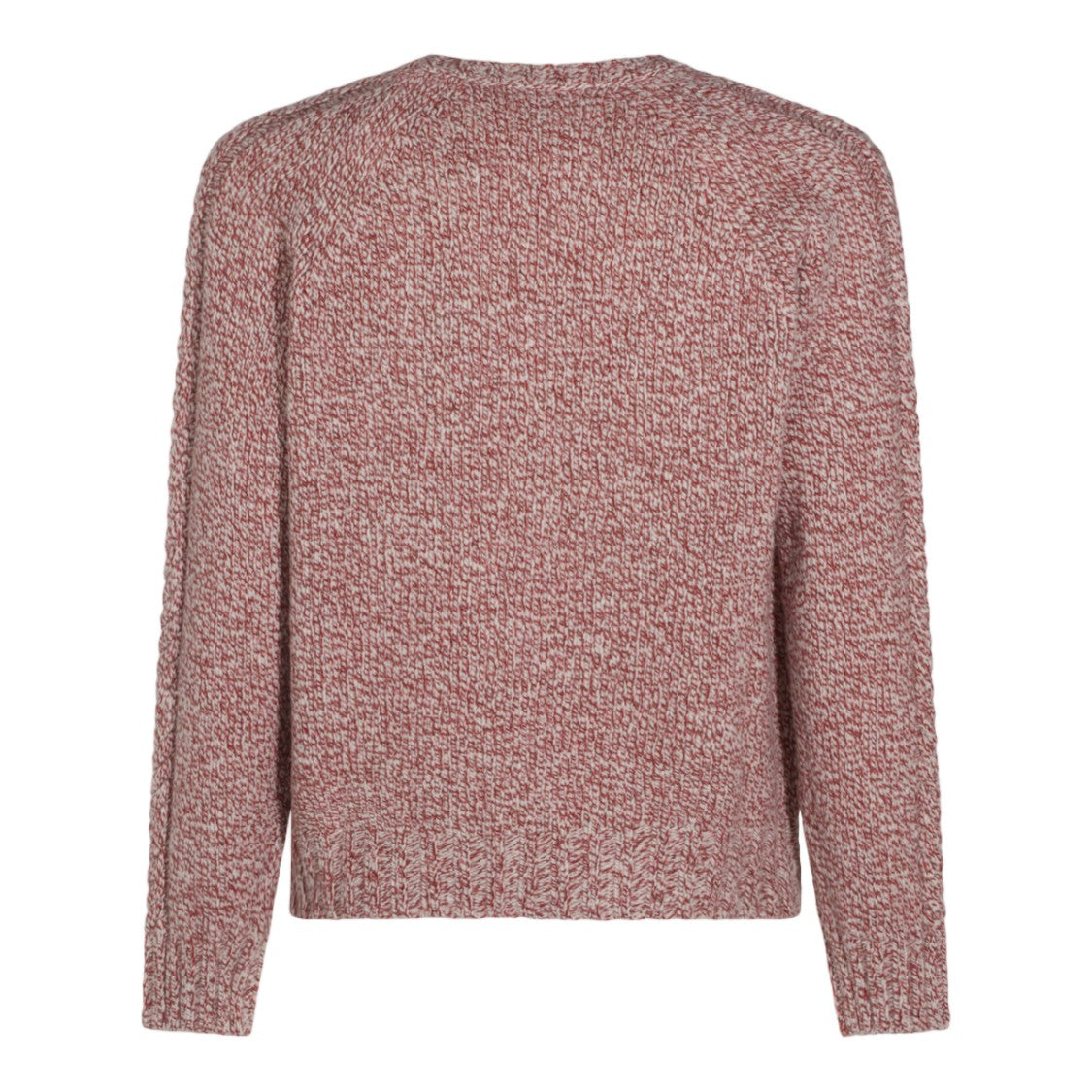 04651/A Trip In A Bag Textured Knit Sweater With Marled Red And White Yarn