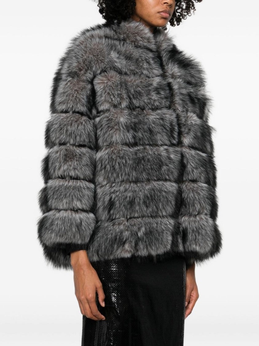 Betta Corradi Textured Grey Coat With High Collar