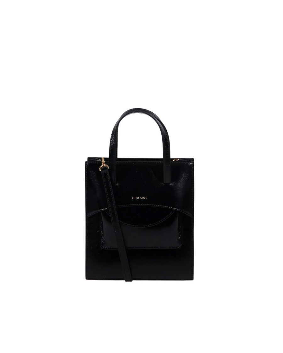Hidesins Pocket Integrated Pouch Gold Accents Calf Leather Tote Bag