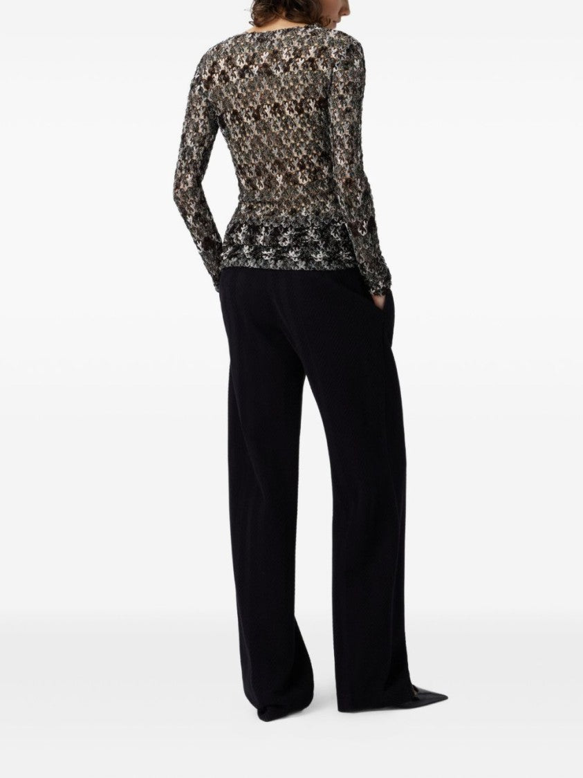 Missoni Brown And Black Lace-Patterned Sweater