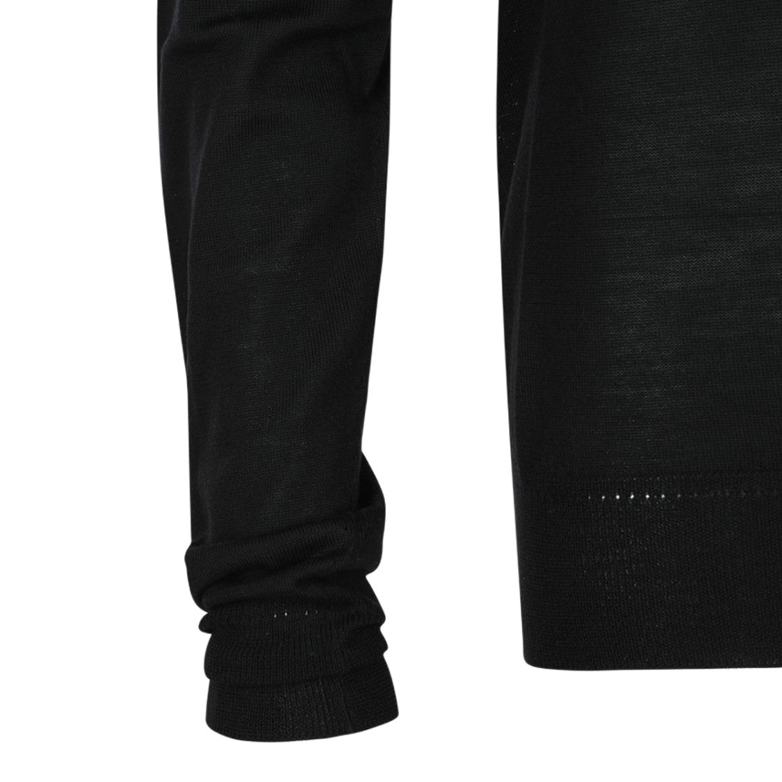 Saint Laurent High Collar Black Wool Knit Sweater With Ribbed Cuffs