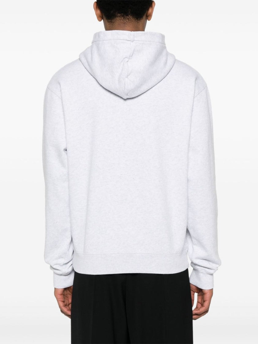 Jacquemus Light Grey Hooded Sweatshirt With Minimalist Design