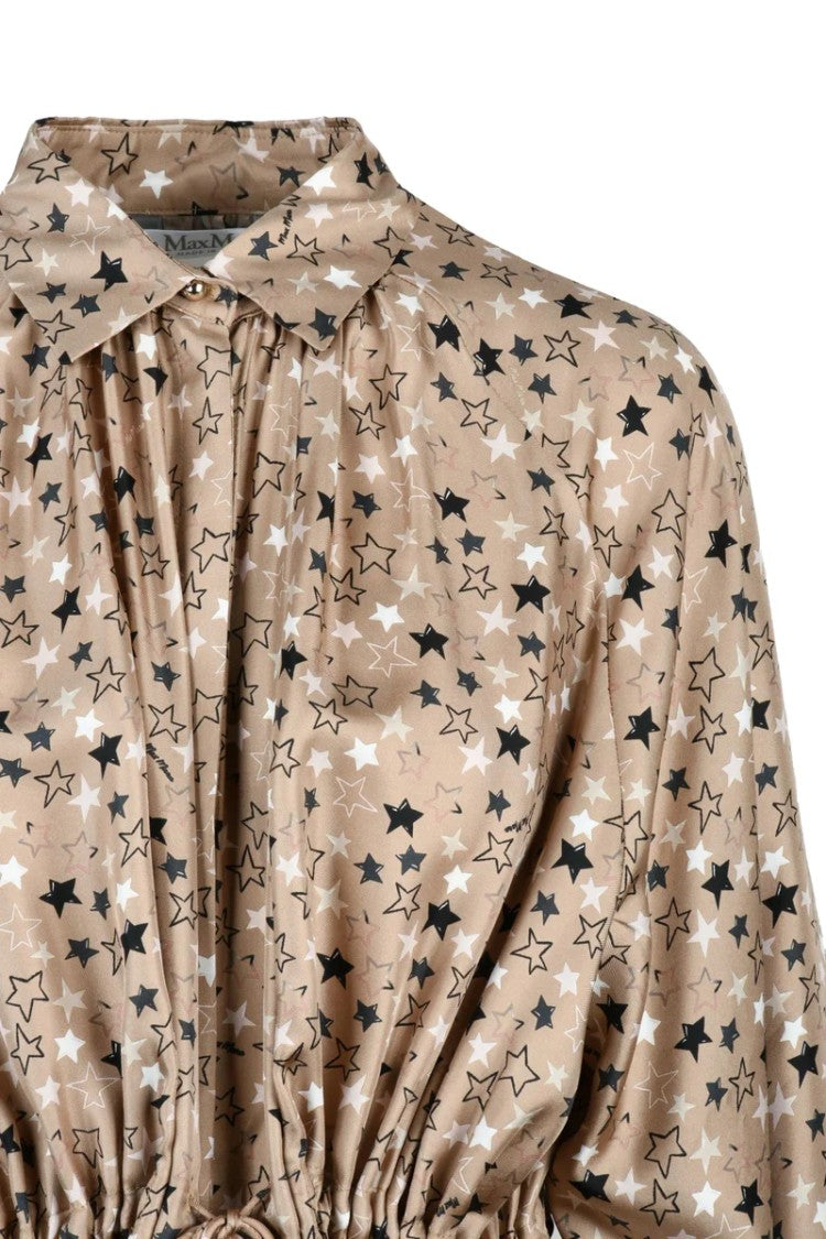 Max Mara Beige Axe Puff Pocket Silk Day Dress
