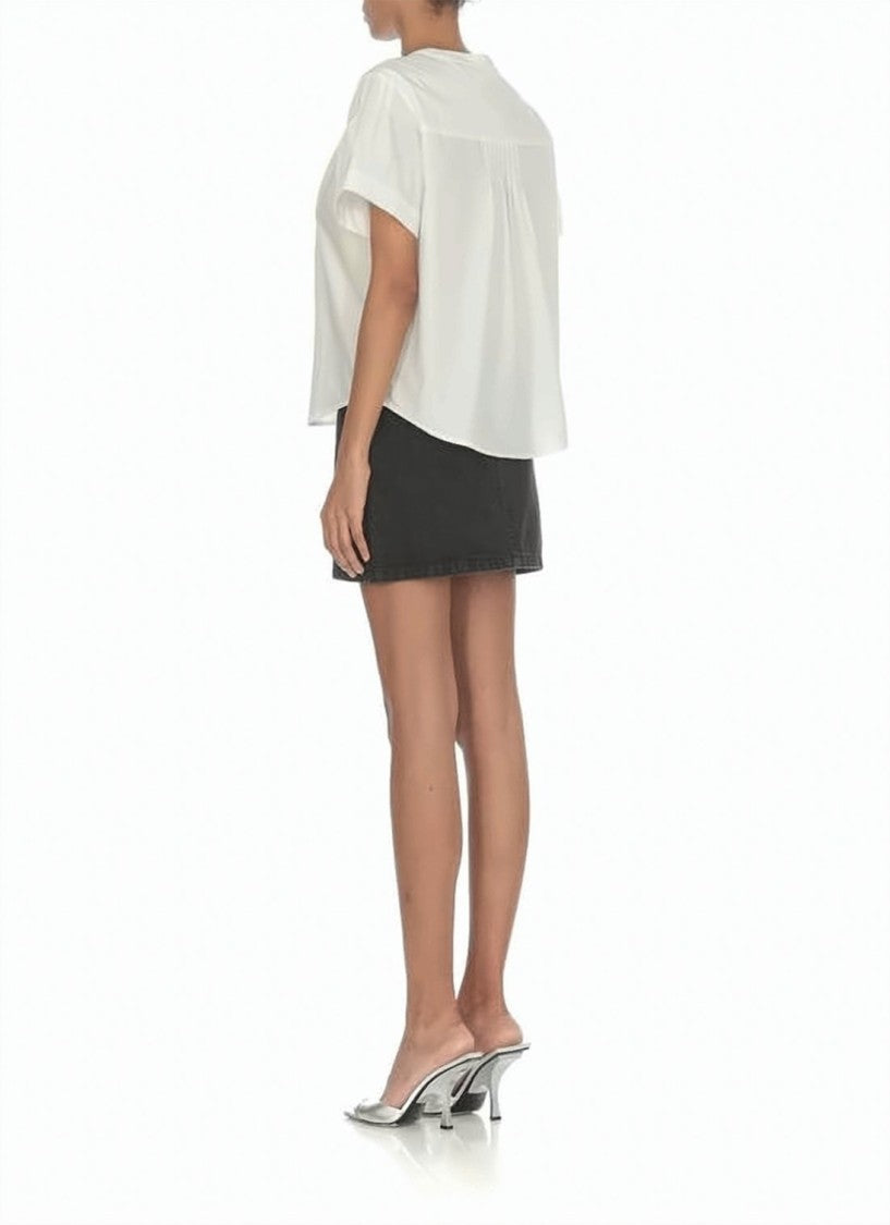 A.P.C. Short-Sleeved Blouse With V-Neckline And Subtle Puff Sleeve