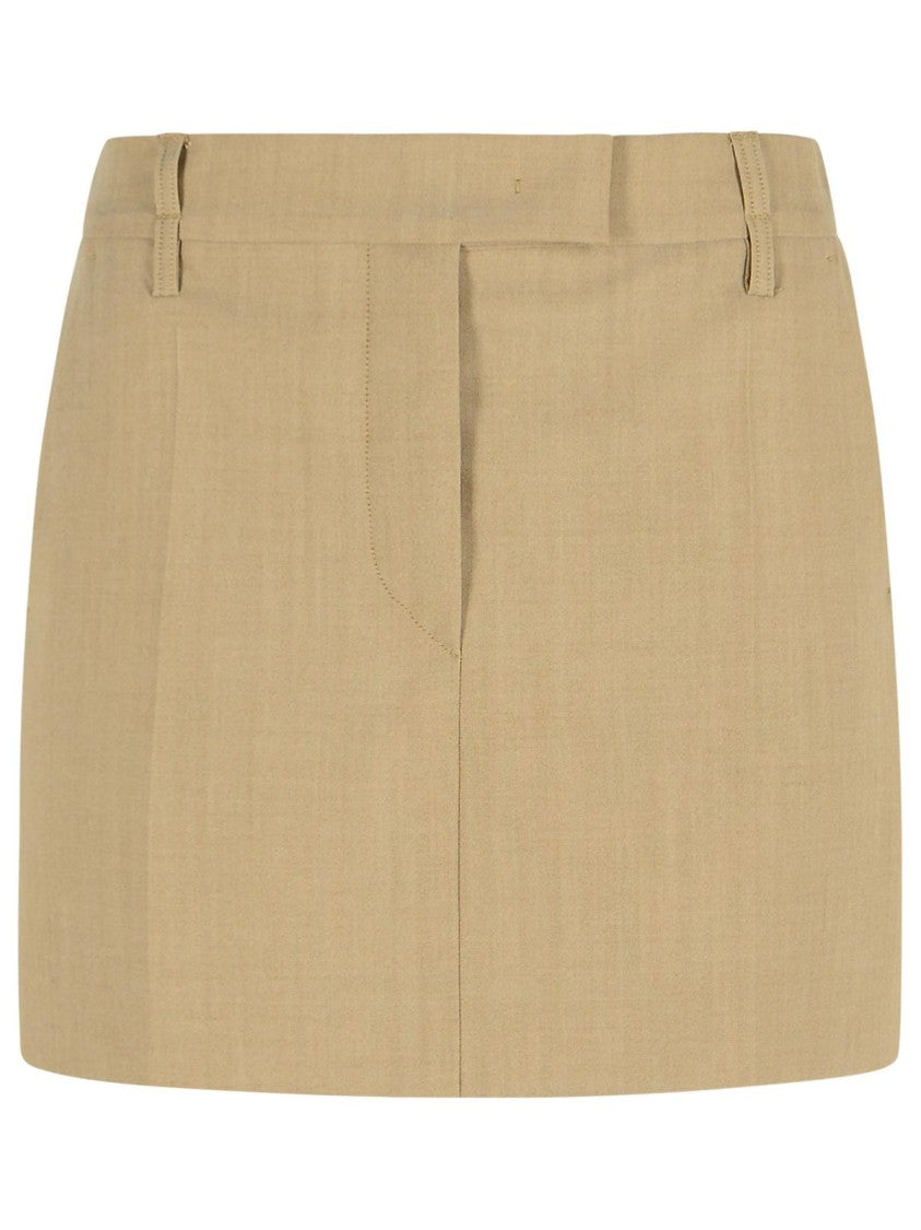 Sportmax Fify' Beige Brown Virgin Wool Miniskirt