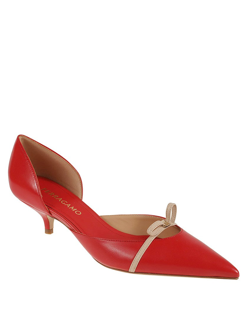 Ferragamo Pointed Toe Pumps With Bow Accent