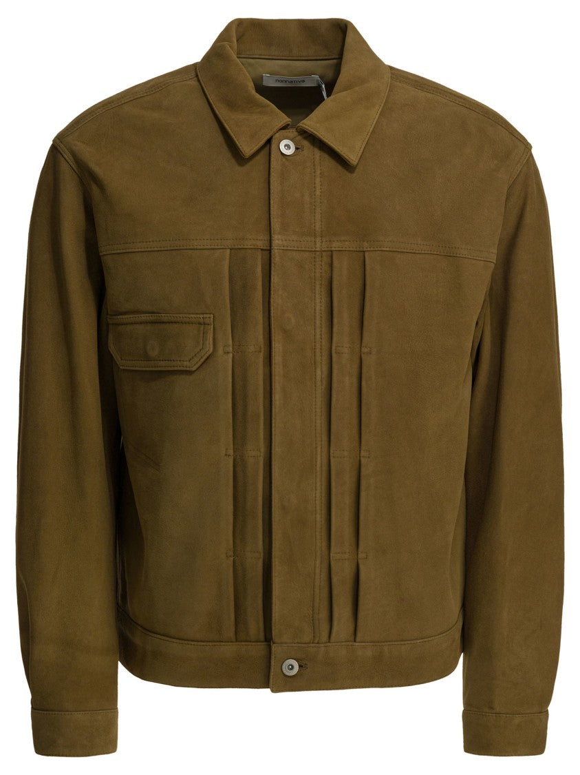 Nonnative Boxy-Fit Suede Trucker Jacket With Textured Seams