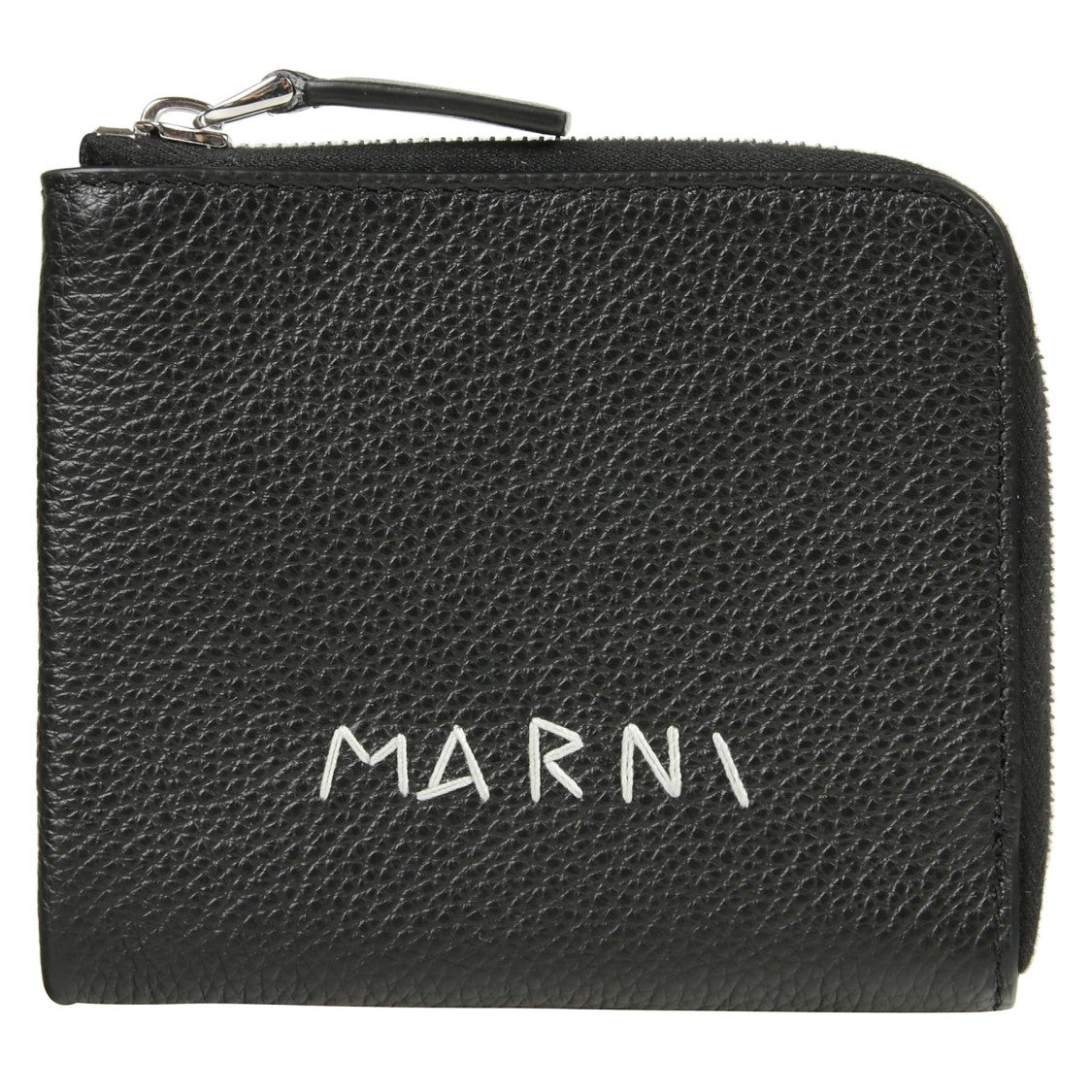 Marni Textured Black Leather Wallet With Zip-Around Closure