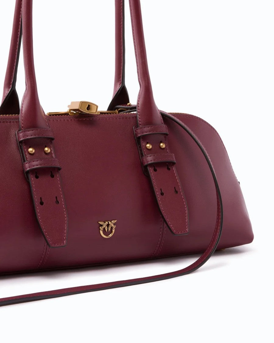 Pinko Deep Red Escape Leather Large Bowling Bag