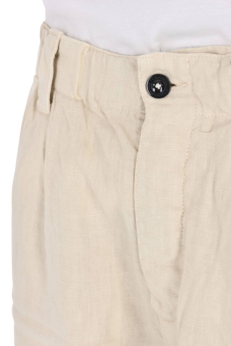 C.P. Company Cream Sak Linen Cargo Shorts