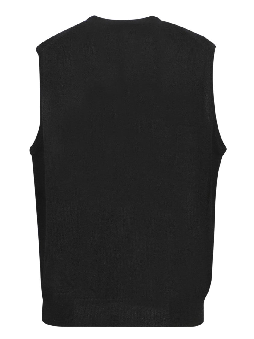 Dell'oglio Button-Down Black Cashmere Vest Sweater