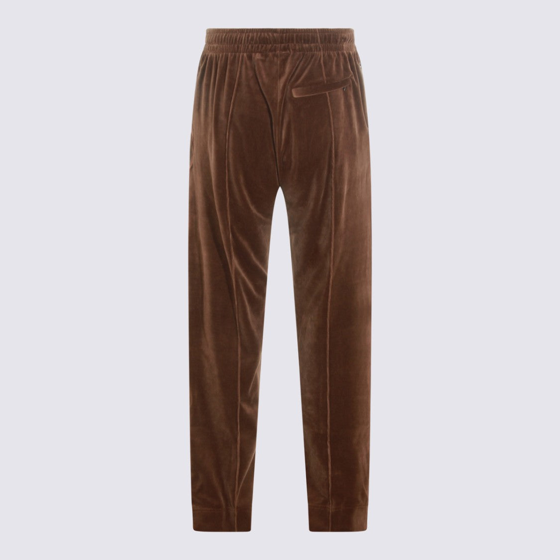 Casablanca Relaxed Brown Velvet Trousers With Side Stripe And Embroidered Logo