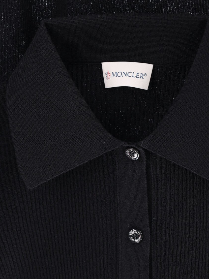 Moncler Ribbed Cotton Blend Moncler Top With Classic Collar