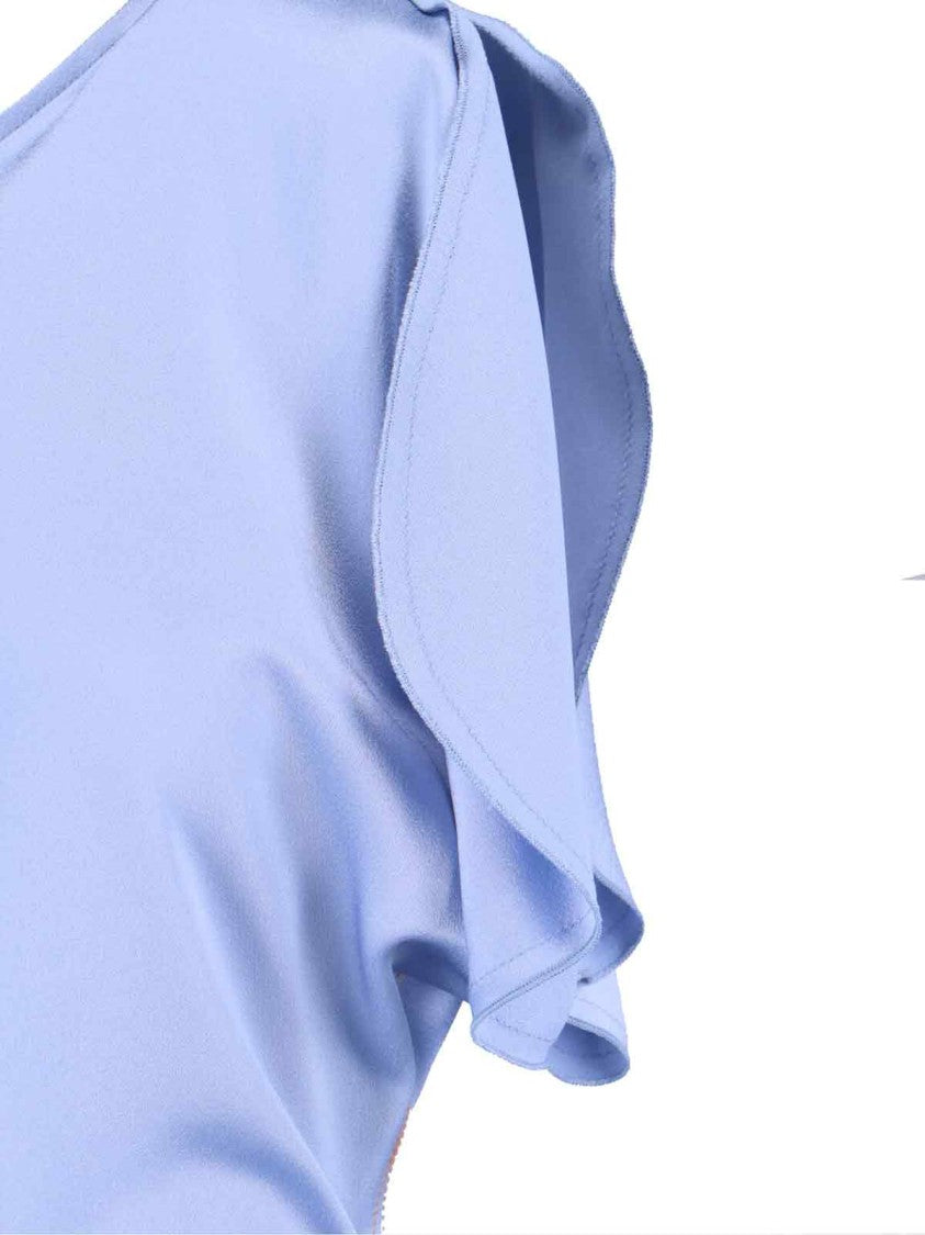 Victoria Beckham Draped Midi Dress Light Blue