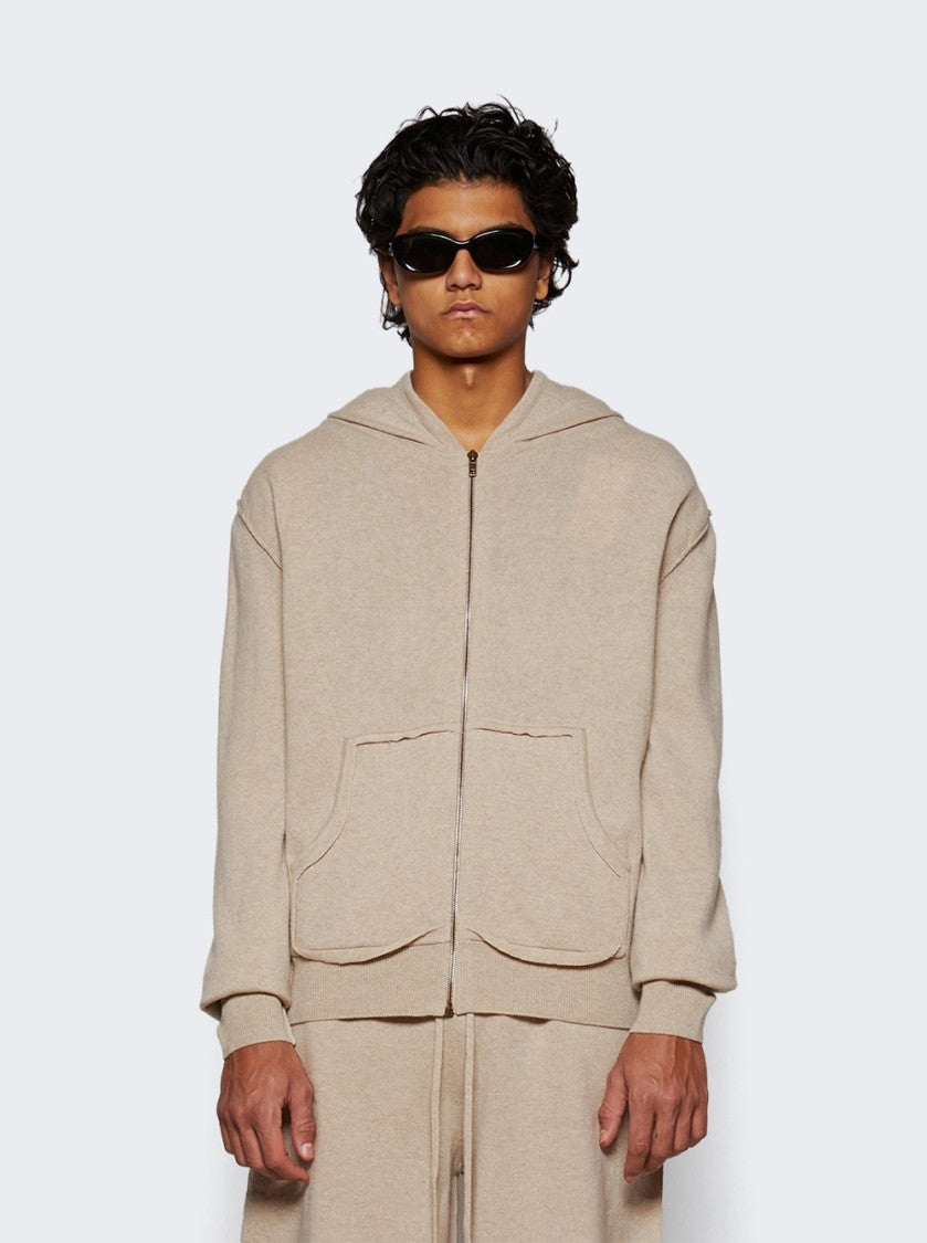 Maison Margiela Zip-Up Walnut Sweatshirt With Spacious Hood