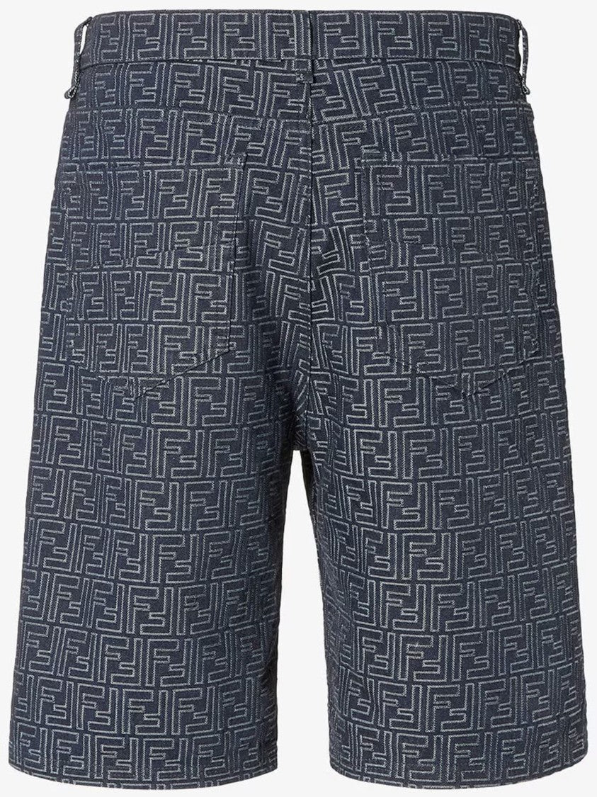 Fendi Geometric Patterned Black Five-Pocket Shorts