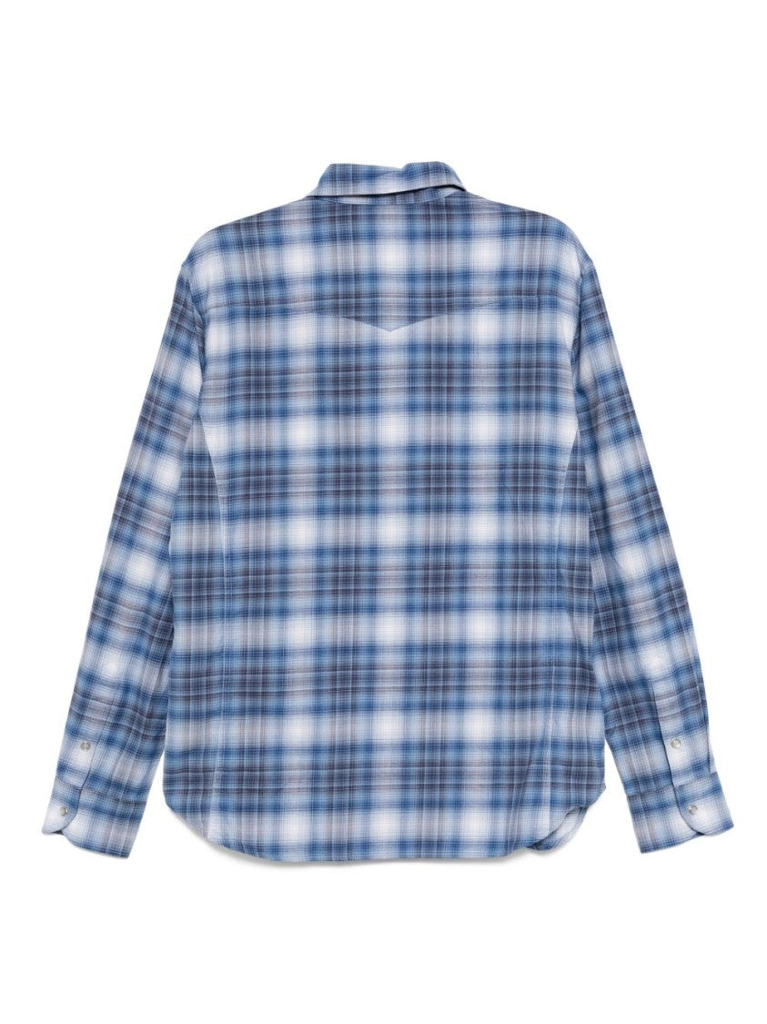 Tom Ford Slim-Fit Blue Checked Shirt With Chest Pockets