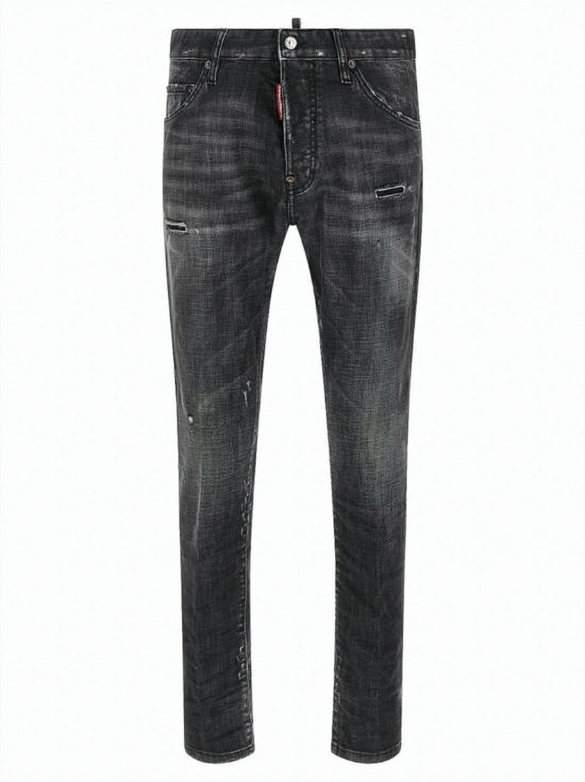 Dsquared2 Black Slim Fit Distressed Denim Pants