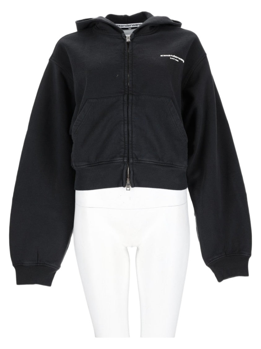 Alexander Wang Cropped Front-Zip Cotton Sweatshirt