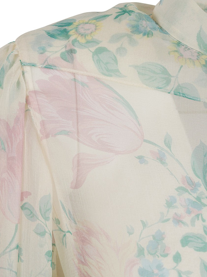 Chloé Semi-Sheer Floral Silk Blouse