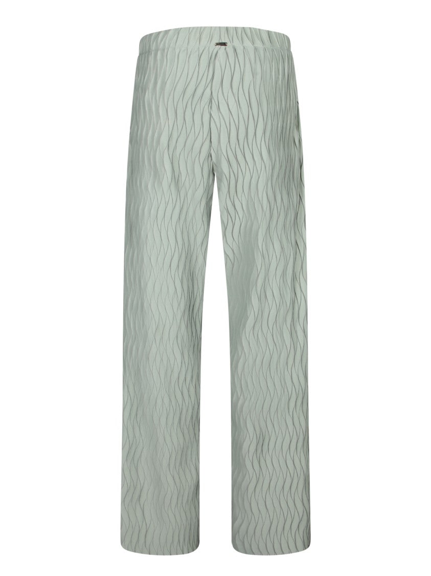 Herno Textured Green Trousers With And Drawstring Waist