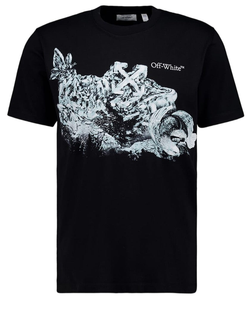 Off-White Contrast Logo Print Black Cotton T-Shirt