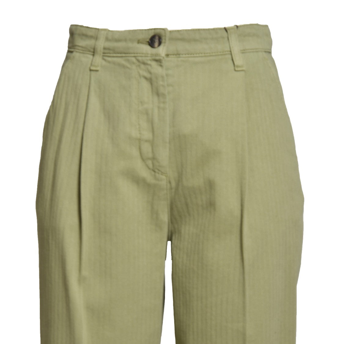 Etro Green Denim Pants With Herringbone Pattern