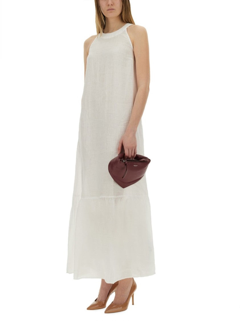 120% Lino Relaxed Long Linen Dress With Tiered Hem