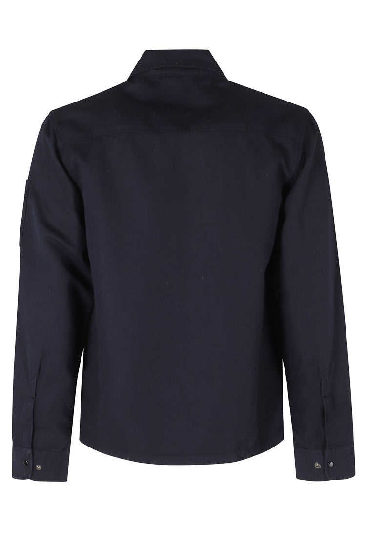 C.P. Company Blue Overshirt Zippered-Chest Cotton-Blend Casual Shirt