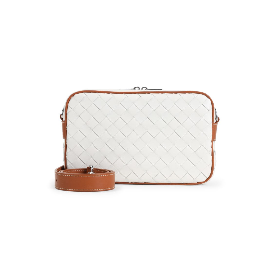 Bottega Veneta Small Camera White Leather Shoulder Bag