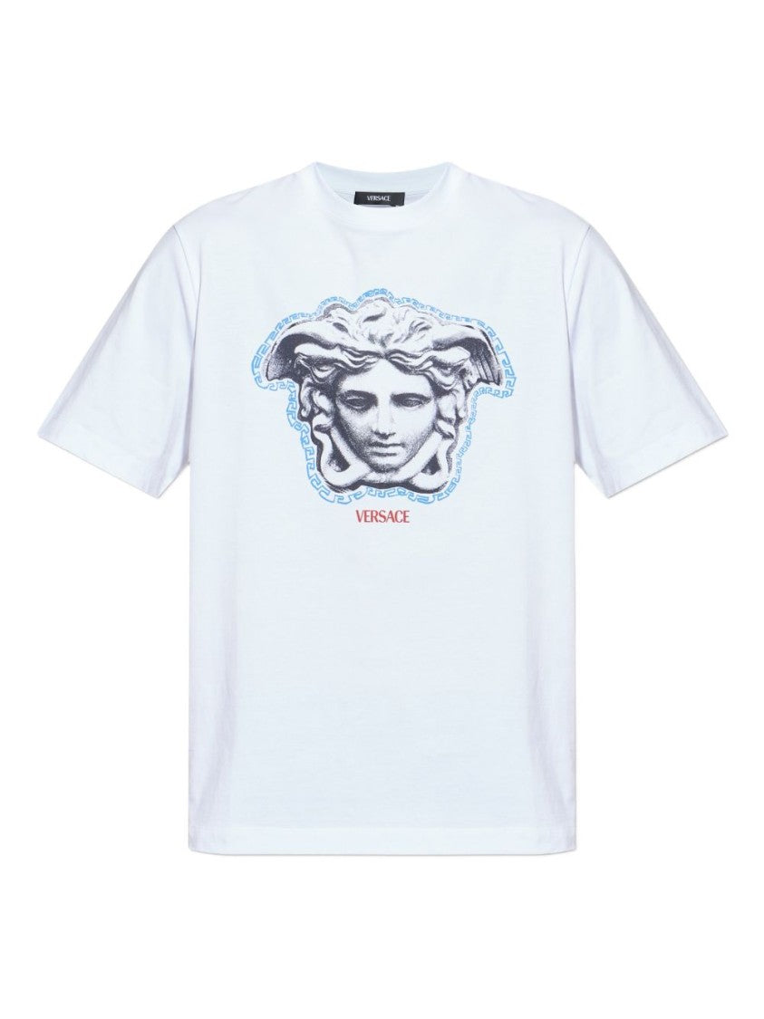Versace White Relaxed Medusa Graphic Silk T-Shirt