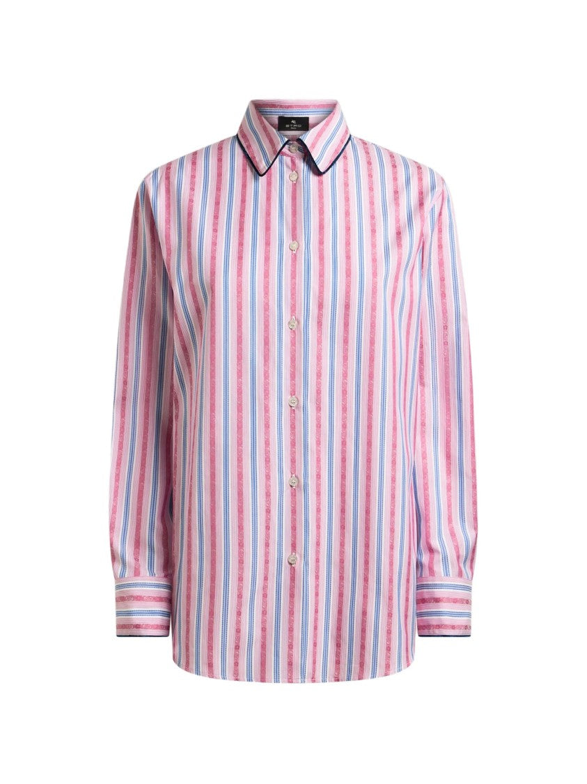 Etro Vertical Striped Relaxed Fit Shirt With Pointed Collar