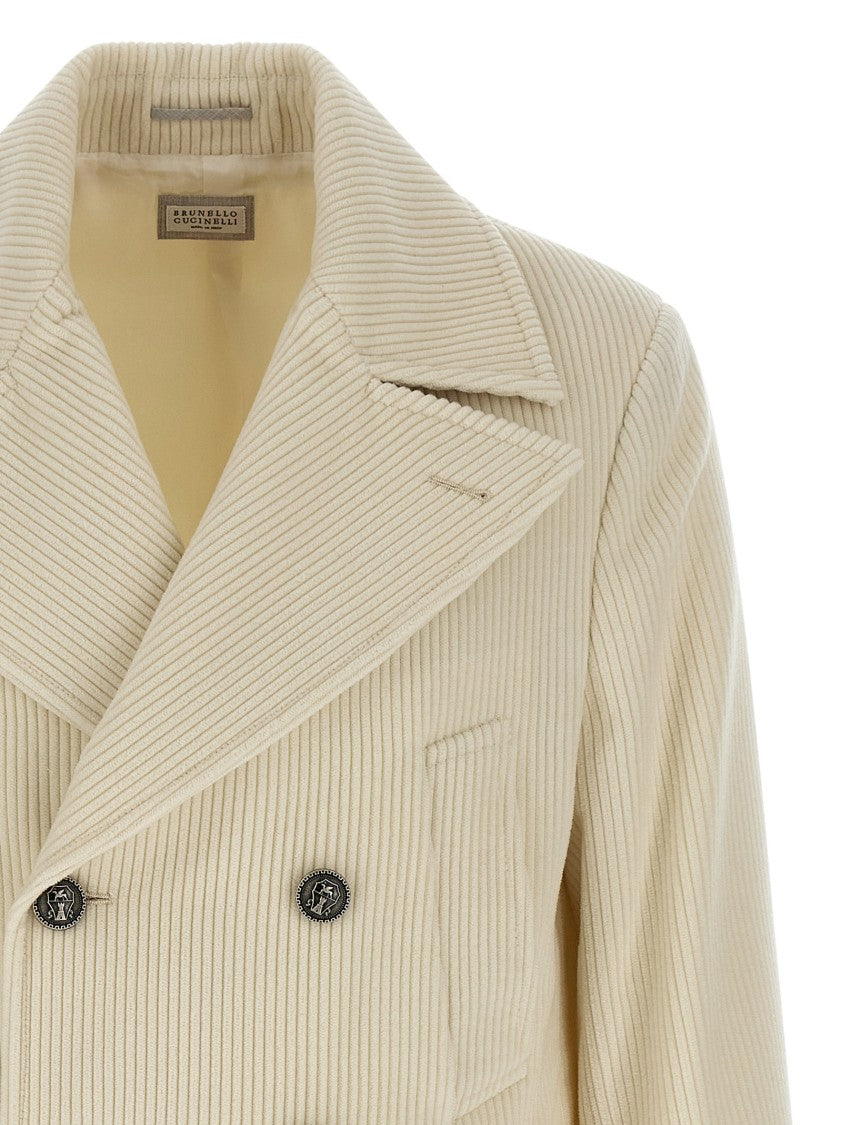 Brunello Cucinelli One-And-A-Half Style Cashmere Wide Corduroy Coat